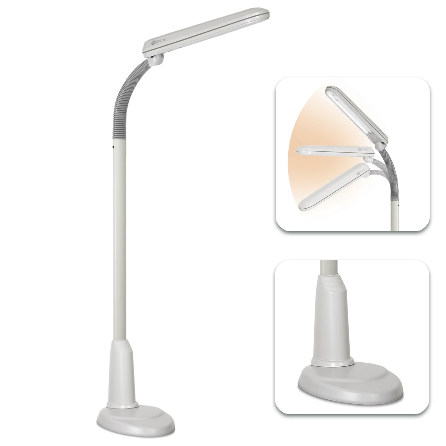 Ottlite Standing Floor Lamp - Adjustable Neck, 24W Compact Fluorescent, Off-White, Large, Model L24554-Shpr For Home & Office