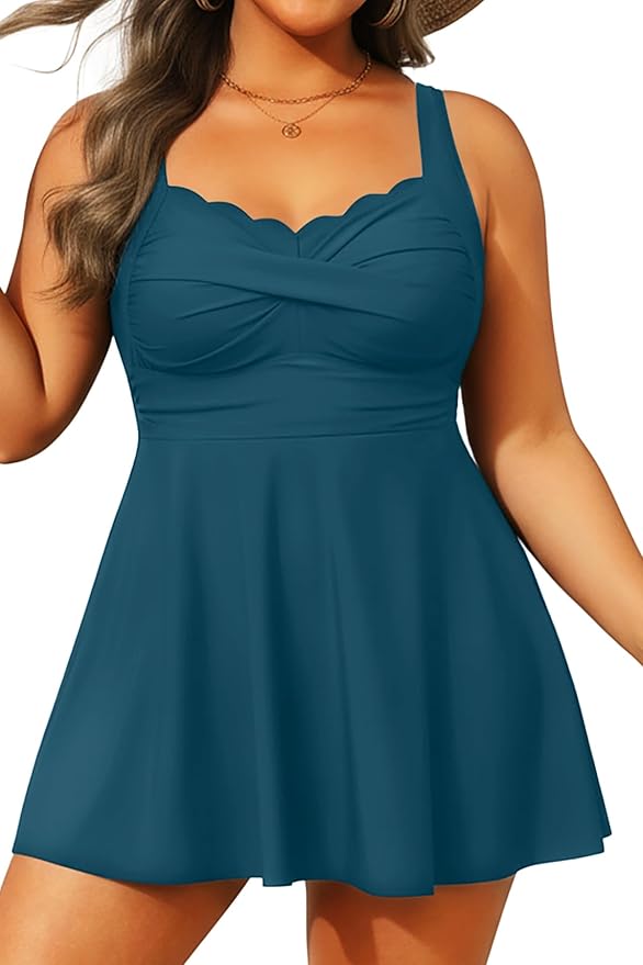 Aqua Eve Plus Size Swim Dress - Two Piece Tankini Tummy Control Bathing Suit with Shorts 2025 Swimsuit