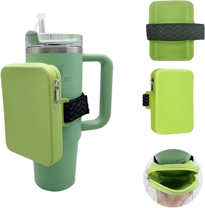 Silicone Water Bottle Pouch for Stanley, Tumbler Carrier with Zipper Pocket for Stanley 30oz/40oz & IceFlow 20/30oz, Gym Tumbler Accessories for Men Women