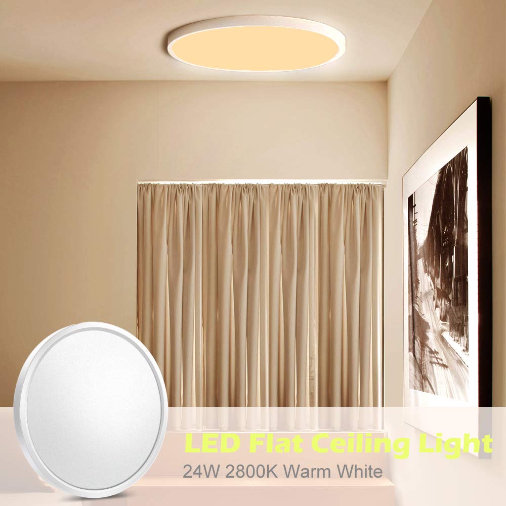 LightingWill LED Flush Mount Ceiling Light Fixture, 12 Inch, 2800K Warm White, 24W, Model XDD-2800K-25W-US