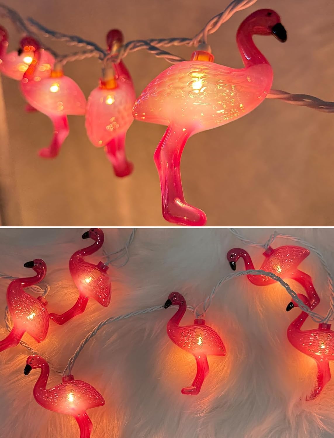 Sunsgne Pink Flamingo Outdoor String Lights - Fun Summer Patio Decor, Plastic Glass, Perfect For Parties And Bedrooms