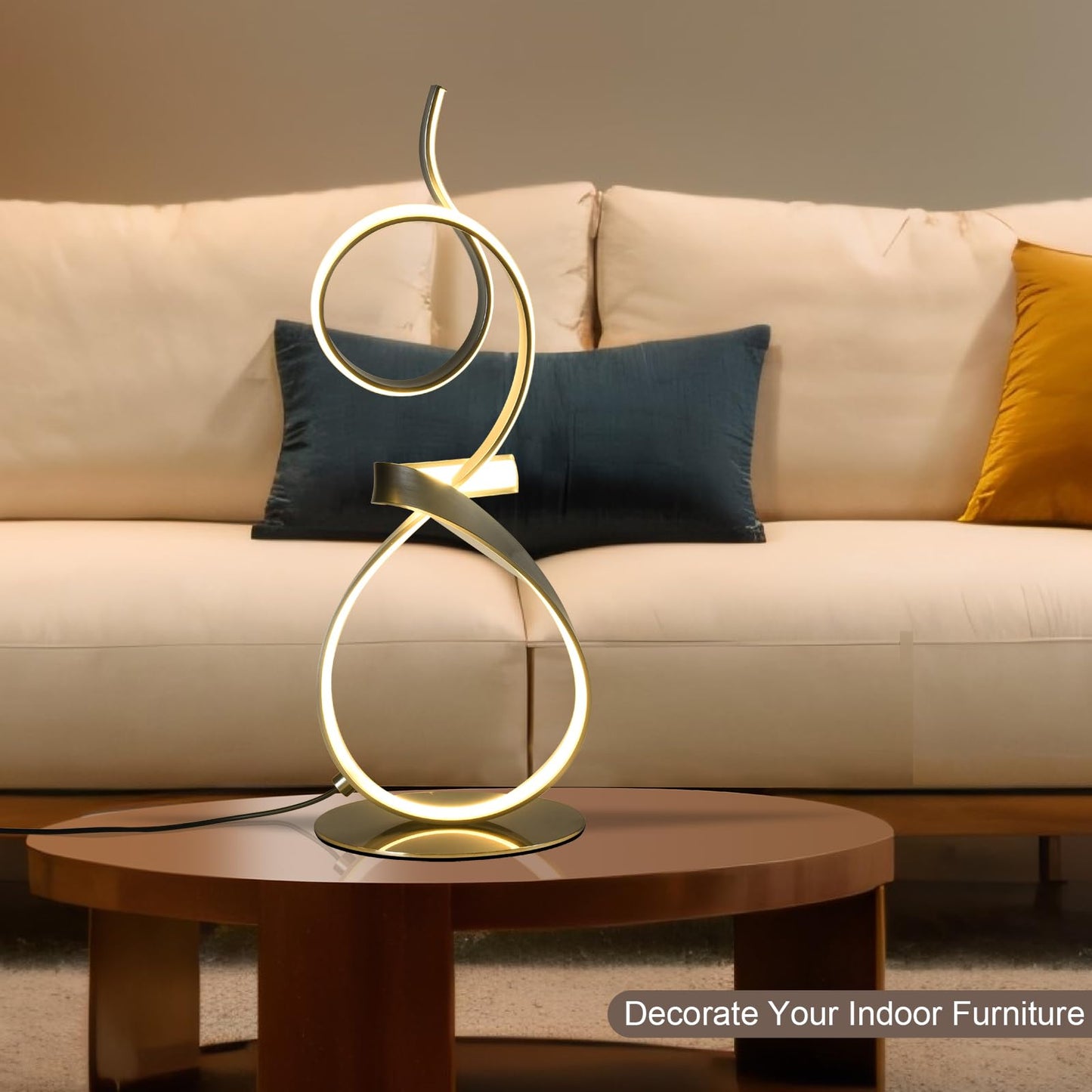 AooLiWang Modern LED Table Lamp with Remote Control, 21inch, Sand Nickel, Model ALW-TB, 3 Color Touch Dimmer