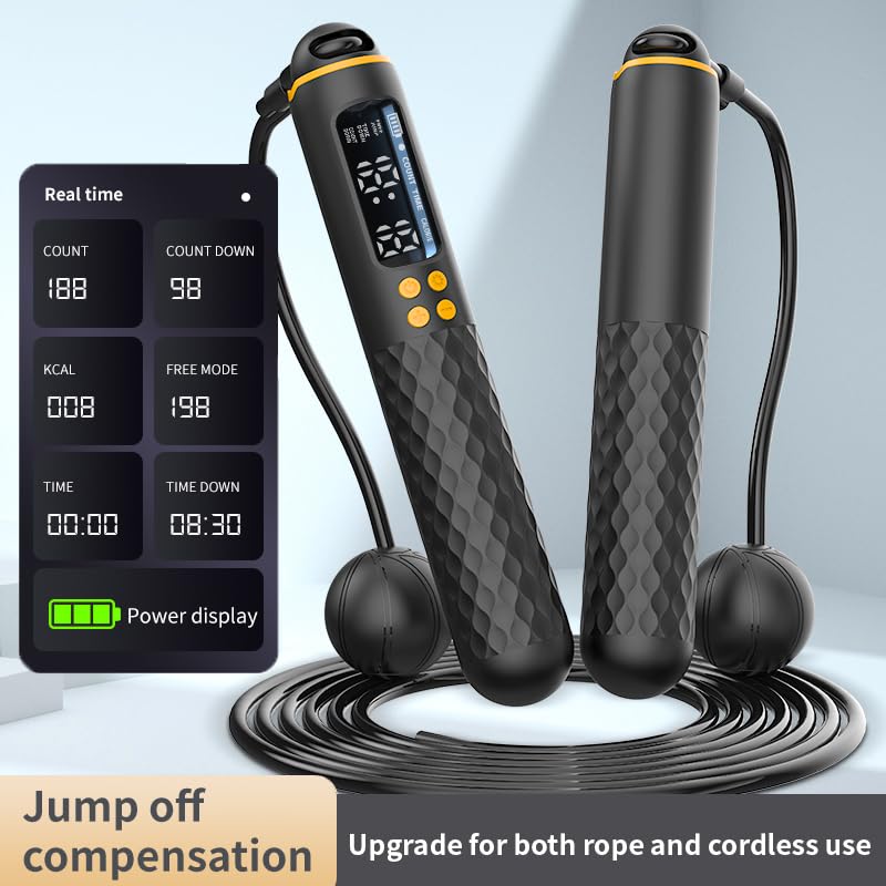 Jump Rope, Adjustable & Weighted Handles Jumping Rope with Calorie Counter, Ideal for Home Gym Fitness, Cardio Training - ...
