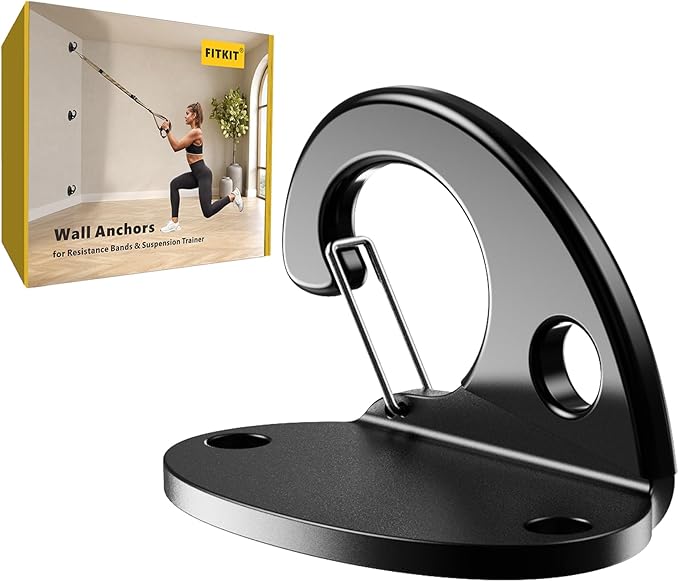 FITKIT 3-Pack Resistance Band Wall Anchor Set, No Weld Wall Mount for Exercise Bands & Suspension Straps – Compact Strengt...