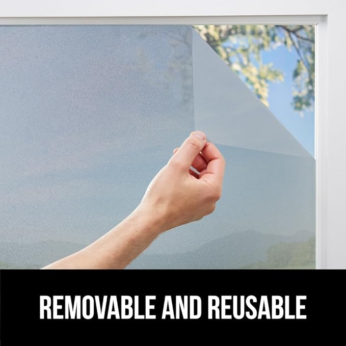 GORILLA GUARD Two Way Sun Blocking Window Privacy Film, 29.5" x 78.7", Strong Static Clings to Glass Windows, Peel and Stick, Removable No Residue Stickers, Decorative Bathroom Door Coverings, Frosted