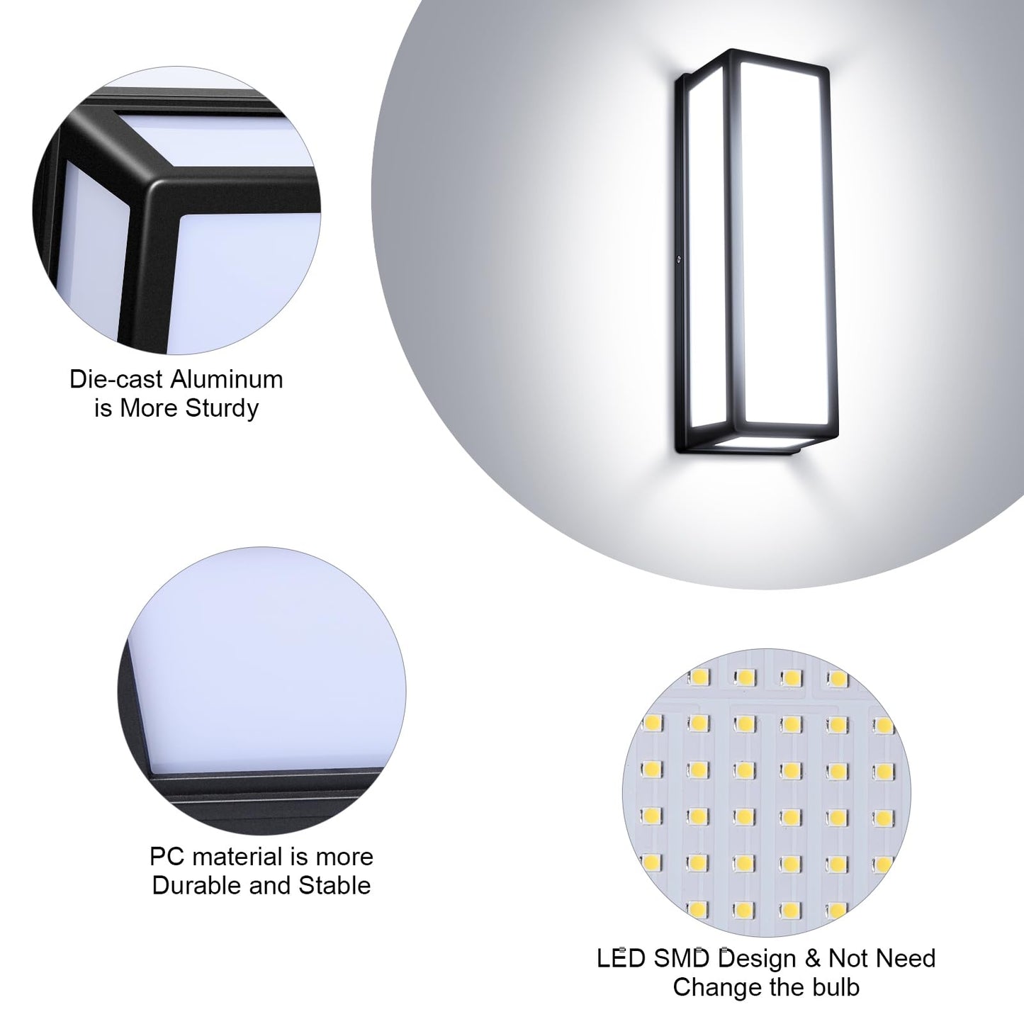 Tomourd 30Watt Modern Outdoor Wall Lights  2000 Lumen Waterproof Exterior Porch Light  6000K Daylight Anti-Rust Wall Mount Outdoor Wall Lighting For House  Front Porch  Garage