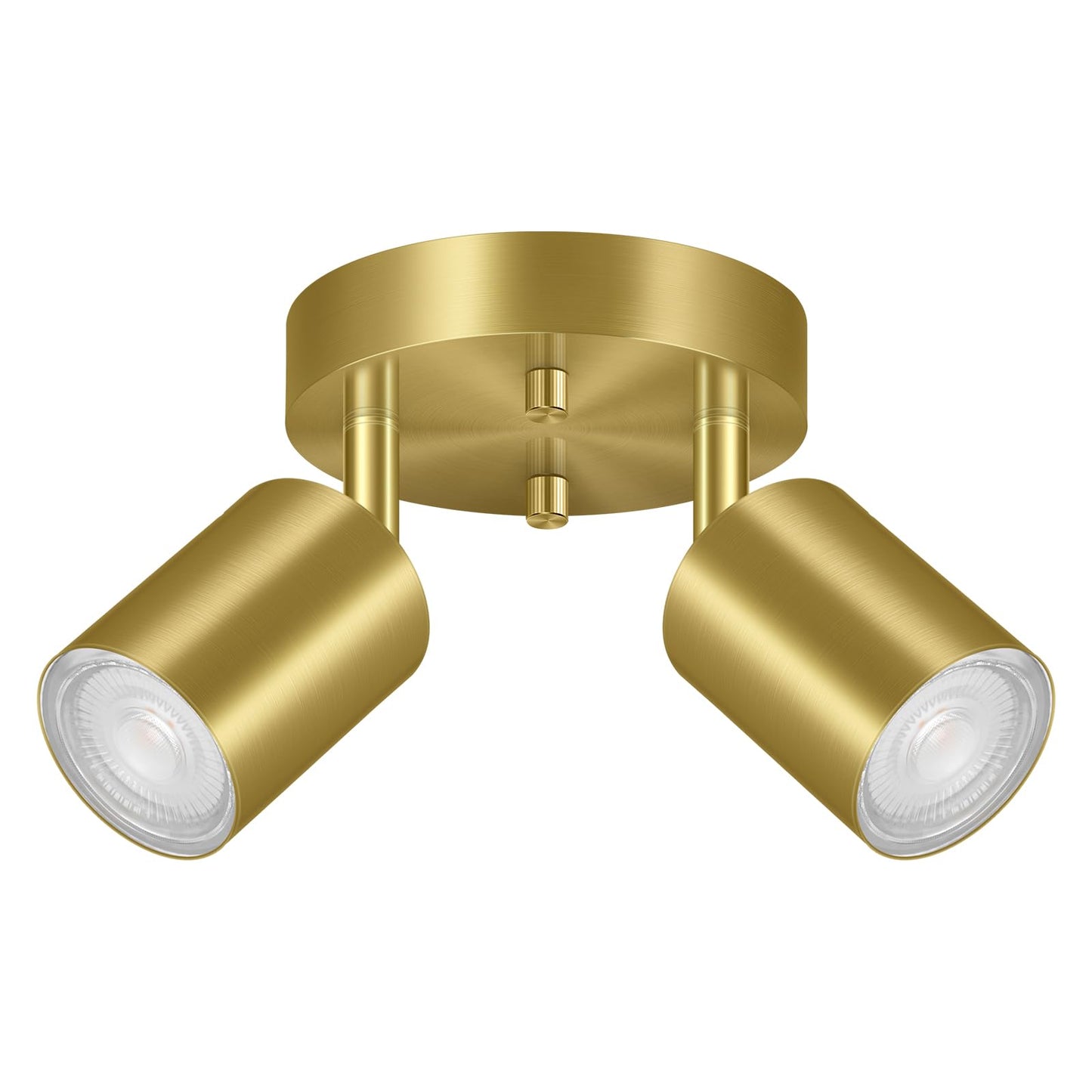 2 Light Track Lighting Fixtures Ceiling  Gold Round Directional Ceiling Spotlight  Gu10 Flush Mount Ceiling/Wall Fixture  Adjustable Modern Led Track Lights For Kitchen/Living Room  Bulb Not Included