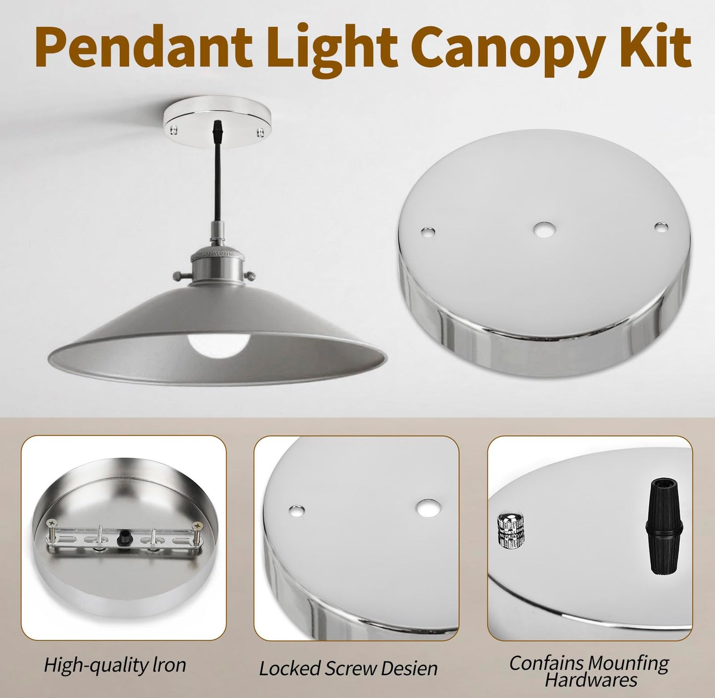 Sangle Sopffy Pendant Light Canopy Kit  4.7 Inches Ceiling Lighting Canopy Kit With All Mounting Hardware Modern Chandelier Ceiling Plate Cover For Pendant Lighting Fixtures (Silver  4.7 Inch)