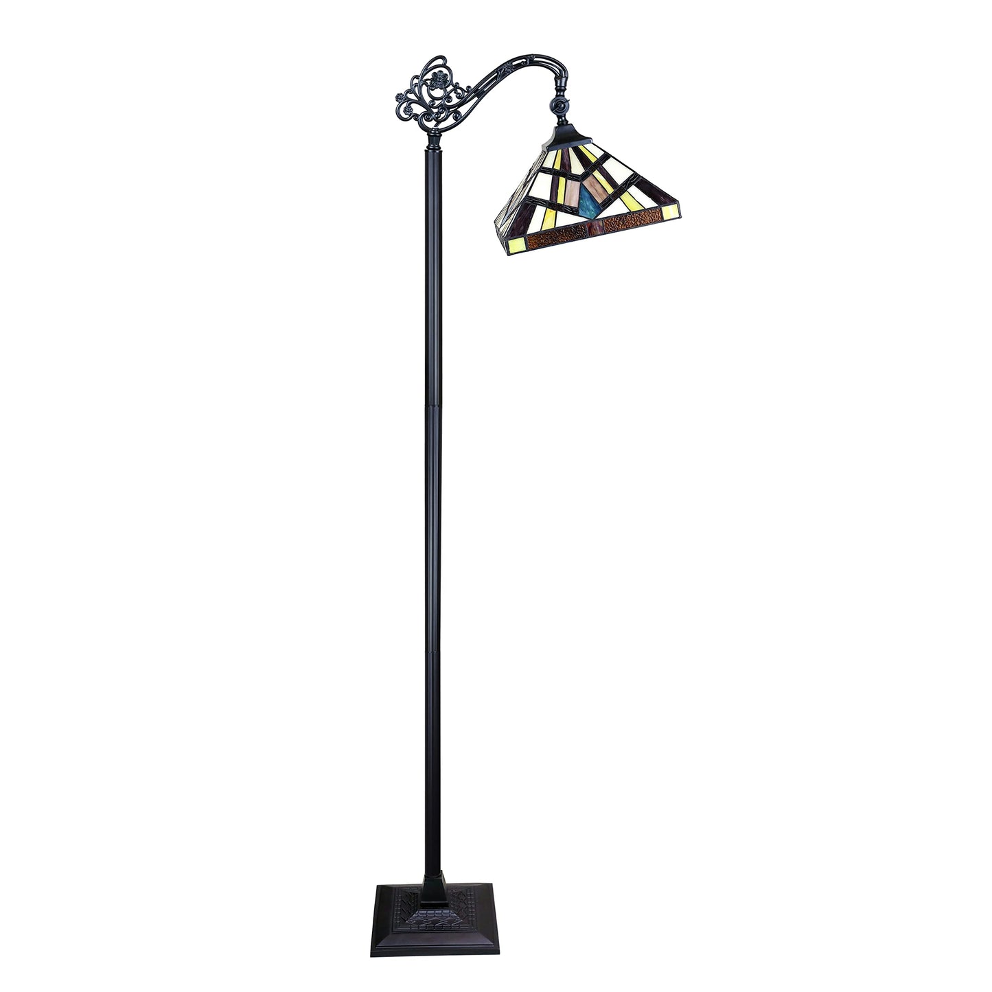 Chloe Lighting Vincent Tiffany-Style Floor Lamp 1-Light Mission 11in Shade Multicolor Blackish Bronze Model CH3T523BM11-RF1