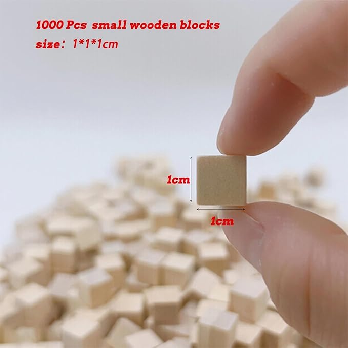 1000Pcs Wood Blocks for Crafts, Unfinished Wood Cubes, 1cm Natural Pine Small Wood Square Blocks, Wooden Cubes for Arts and Crafts and DIY Projects ﻿