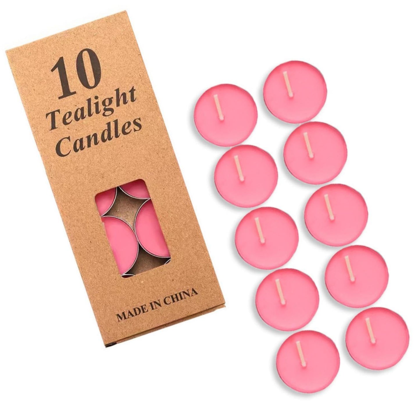 Santiyis Tea Candles 10 Pack Votive Bulk, Pink Paraffin Wax, 1.5-2 Hours Burn Time, Mini For Weddings & Parties, Model Zt-11