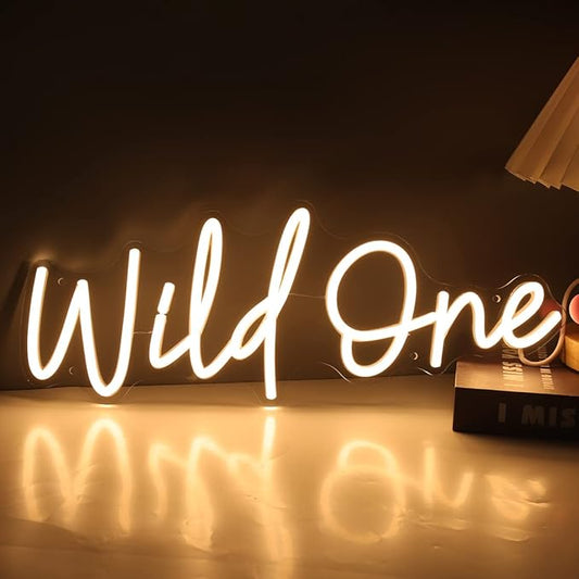 Britrio Wild One Neon Light Sign for Baby Shower Girl Boy One Year Birthday Party Supplies 1st Anniversary Wedding Decorat...