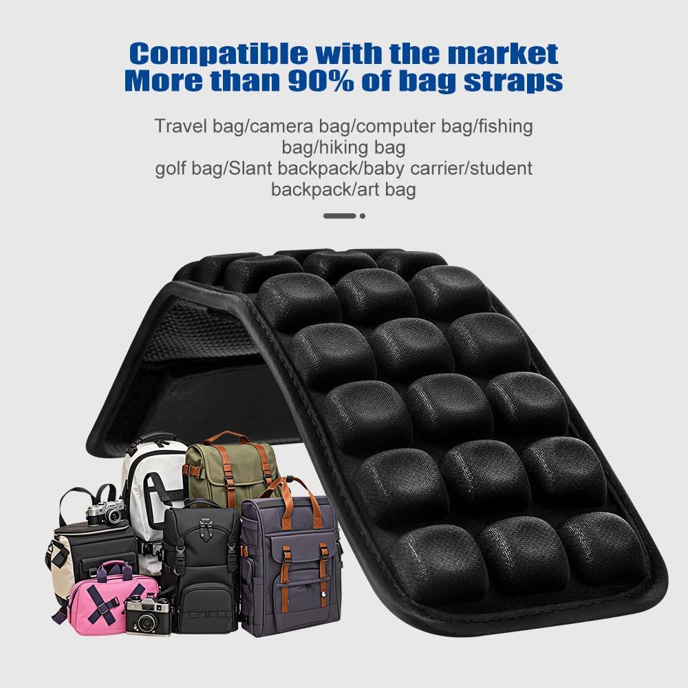Anti-Gravity Shoulder Pad Cushion, Universal Bag Strap Comfort Pad with 30% Stress Reduction, Black,2pcs