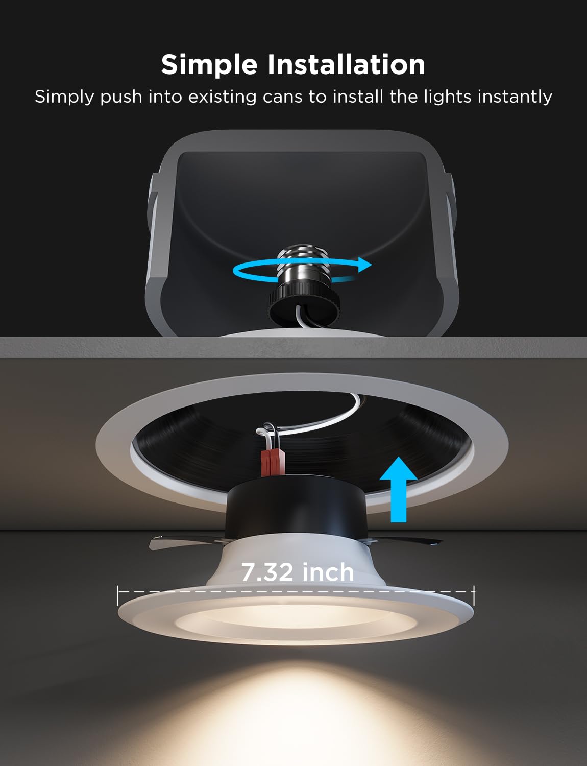 Govee Smart Retrofit Recessed Lighting 6 Inch, Wi-Fi Bluetooth Direct Connect RGBWW Retrofit Can Lights, 65 Scene Modes, Works with Alexa & Google Assistant, 1000 Lumens, 6 Pack