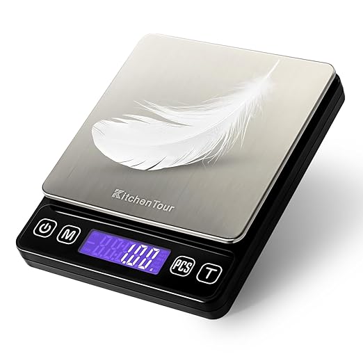 KitchenTour Digital Kitchen Scale - 500g/0.01g High Accuracy Precision Multifunction Food Meat Scale Small Scale Jewelry L...