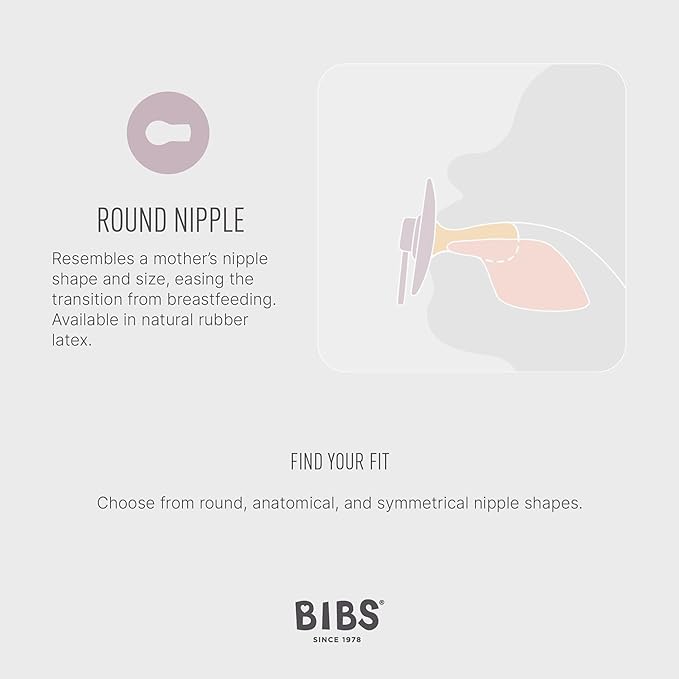 BIBS Pacifiers Colour Collection | Natural Rubber Baby Pacifier | Set of 2 BPA-Free Soothers | Made in Denmark | 6+ Months (Pack of 2) | Blush Night