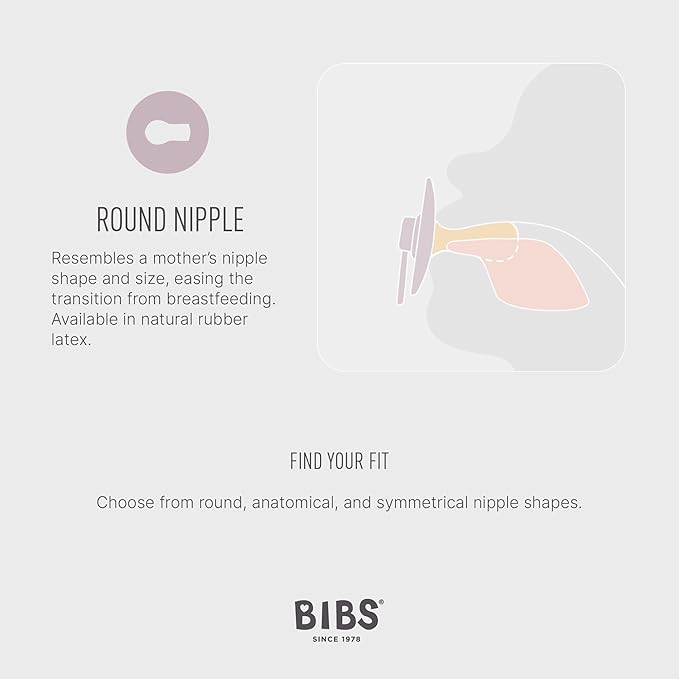 BIBS Pacifiers Colour Collection | Natural Rubber Baby Pacifier | Set of 2 BPA-Free Soothers | Made in Denmark | 6+ Months (Pack of 2) | Black/White