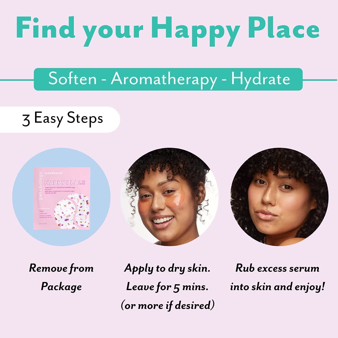 Patchology Happy Place Under Eye Patches - Overnight Anti-Aging Eye Masks for Dark Circles, Puffy & Eye Bags, & Wrinkles - Brigh