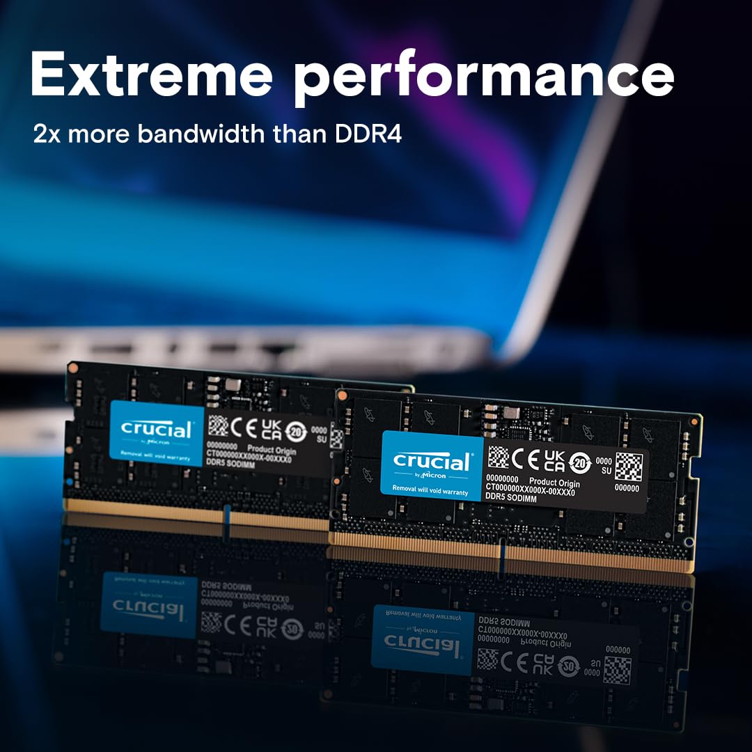 Crucial 32Gb Ddr5 Ram Kit (2X16Gb), 5600Mhz (Or 5200Mhz Or 4800Mhz) Laptop Memory 262-Pin Sodimm, Compatible With Intel Core And