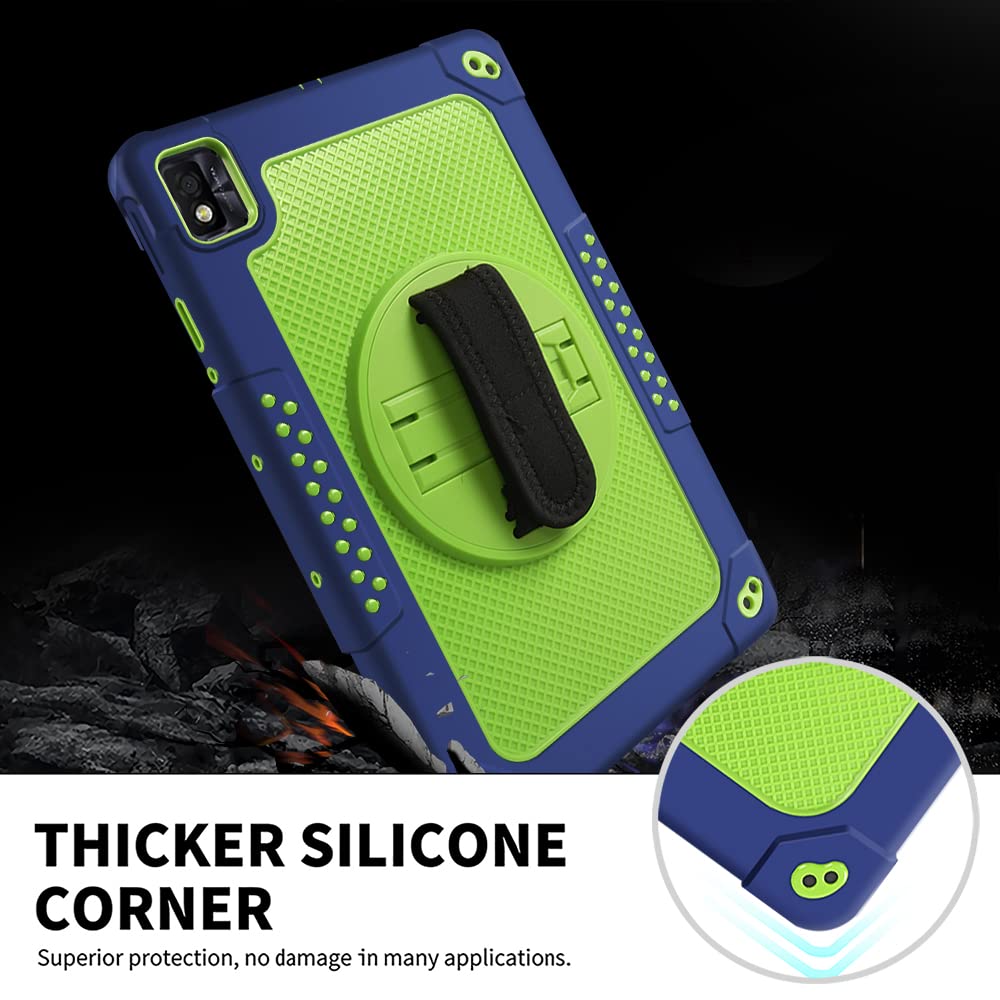 Kebiory For Tcl Tabmax 10.4 Inch Tablet Case,Shockproof 360 Rotating Stand Hand&Shoulder Strap Kids Friendly Case For Nokia T20/