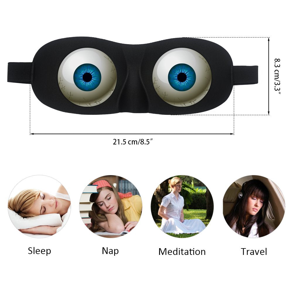 Tphon Eye Sleep Mask Funny Blindfold for Women Men Kid, Upgraded 3D Contoured 100% Blackout Sleeping Mask with Adjustable Strap, Soft Night Blindfold Eye Shades for Travel Naps Shift Works Games