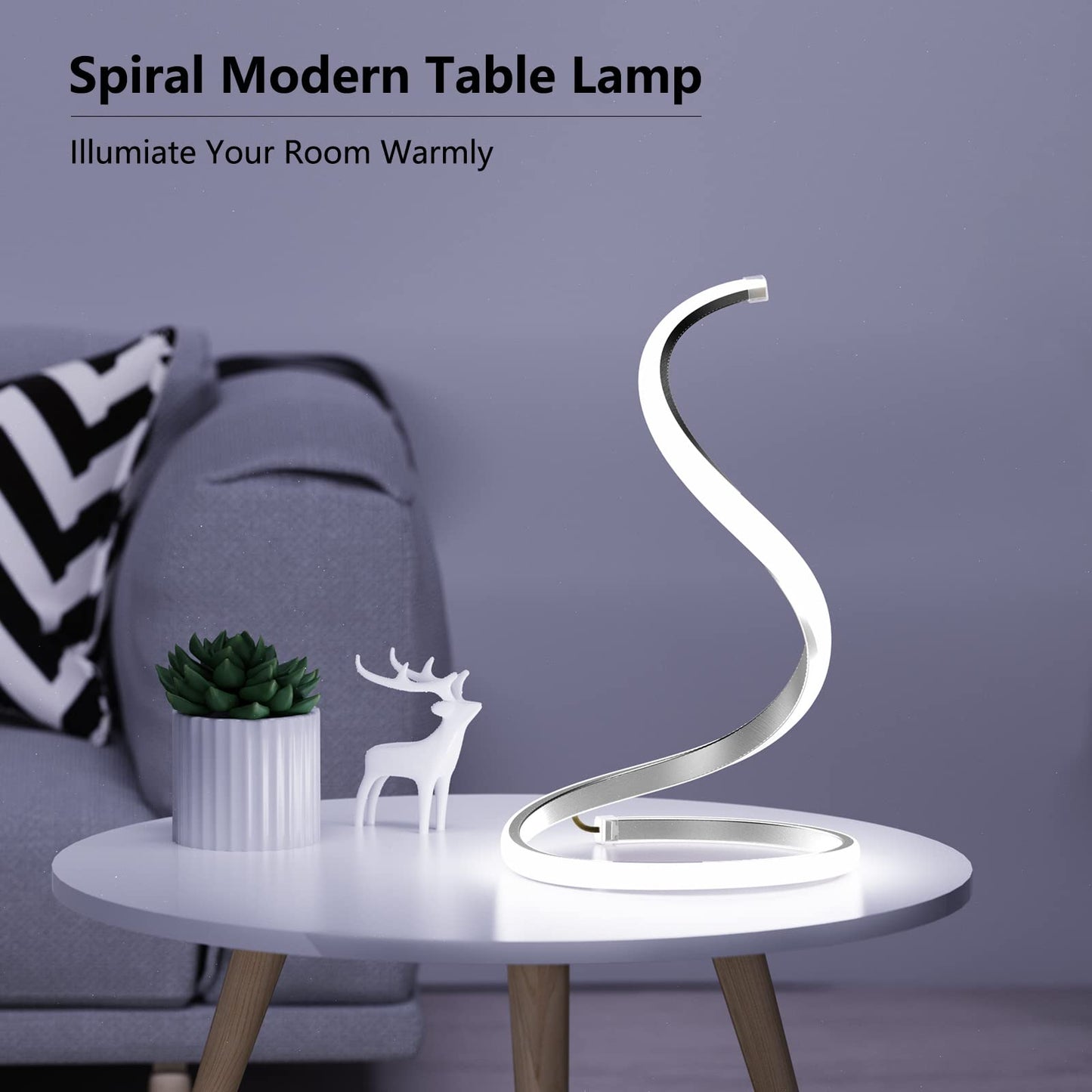 Nuür Silver Table Lamps Set Of 2, Stepless Dimmable Metal Nightstand Lamps For Bedroom & Living Room