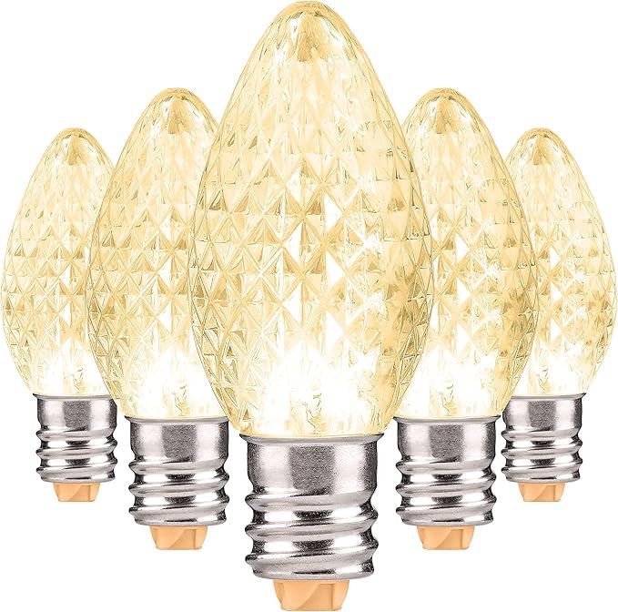 Holiday Lighting Outlet Faceted C7 Christmas Lights | Warm White Led Light Bulbs Holiday Decoration | Warm Christmas Decor For Indoor & Outdoor Use | 2 Smd Leds In Each Light Bulb | Set Of 500