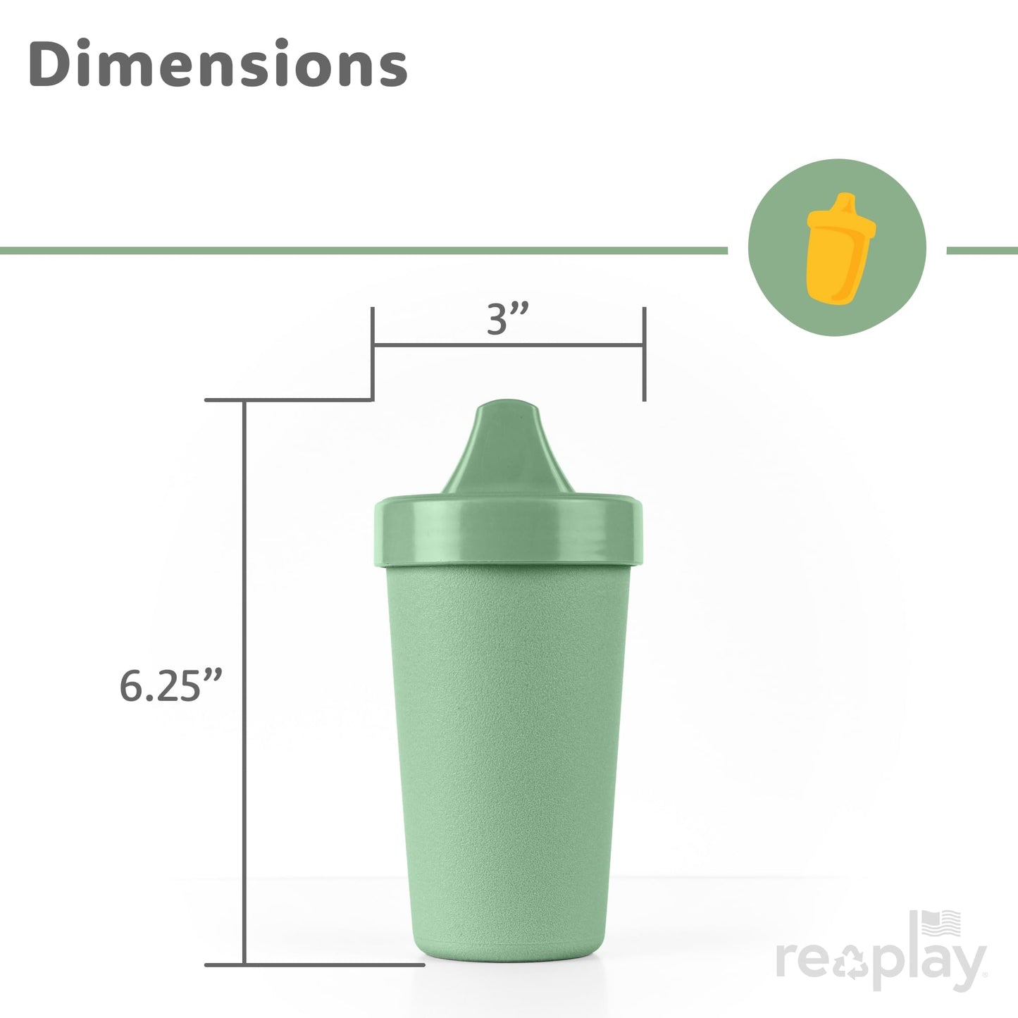 Re-Play Sippy Cups for Toddlers - 10 Oz. Reusable Spill Proof Cups for Kids, Dishwasher/Microwave Safe - Made in USA - Set of 6-3.13" x 6.25" - Meadow