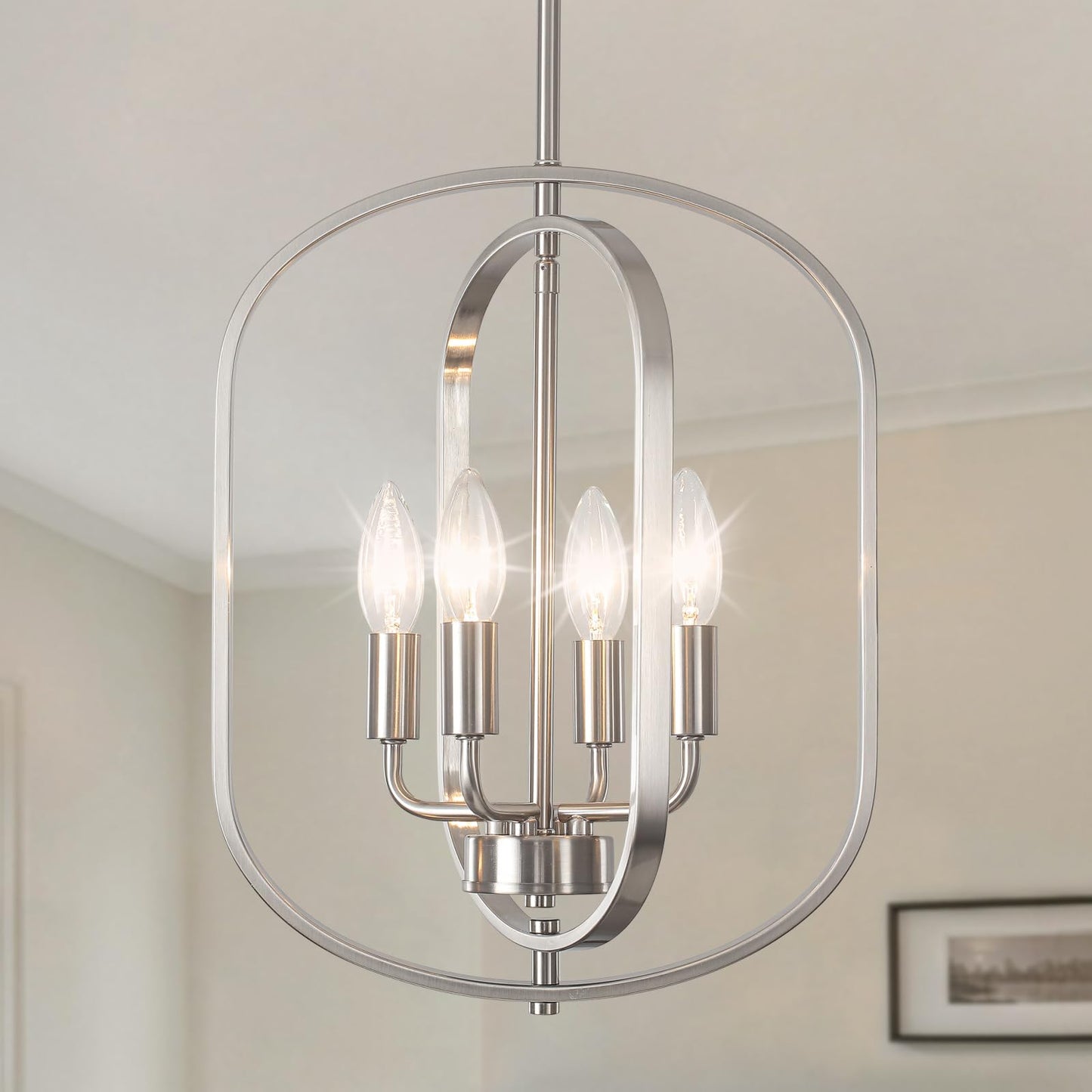 Nickel Chandelier Light  Modern Farmhouse Chandeliers For Dining Room Light Fixture  Adjustable Pendant Lights Kitchen Island Foyer Lighting Fixtures Rustic Kitchen Chandelier For Entryway Living Room