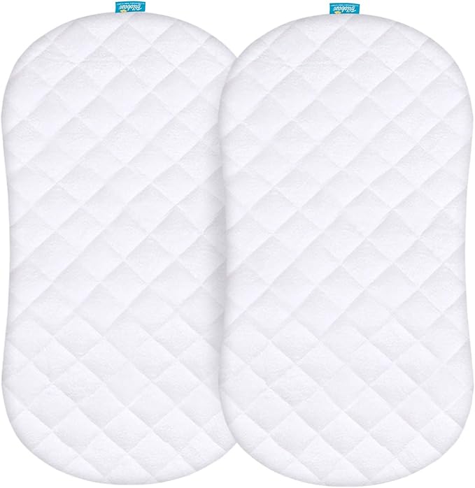 Bassinet Mattress Pad Cover Compatible with Halo BassiNest Swivel Sleeper, 2 Pack, Waterproof Quilted Ultra Soft Surface, Breathable and Easy Care