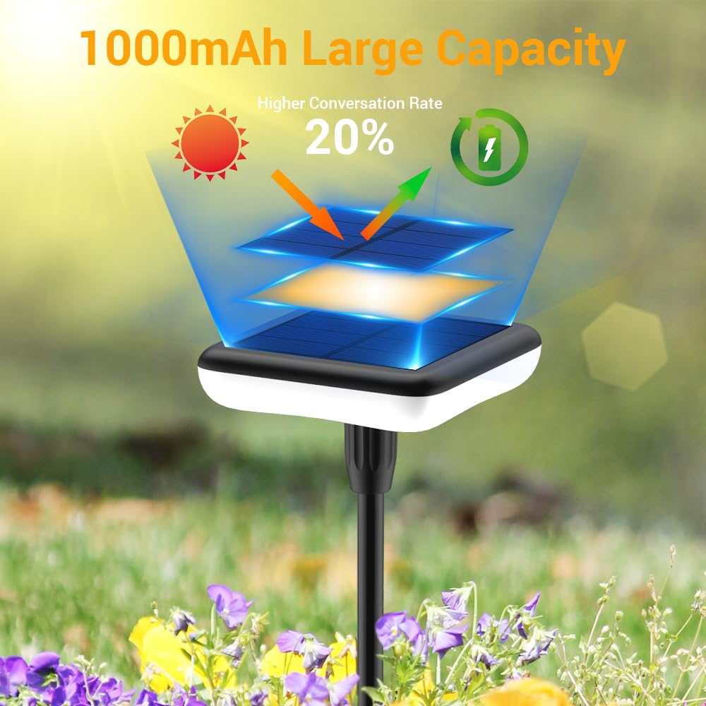 Ainostone Solar Pathway Lights Outdoor 6 Pack Solar Powered Garden Lights 12H Long Lasting Auto On/Off Solar Swaying Light Ip65 Waterproof For Planter Flowers Landscape Lighting Decoration Warm White