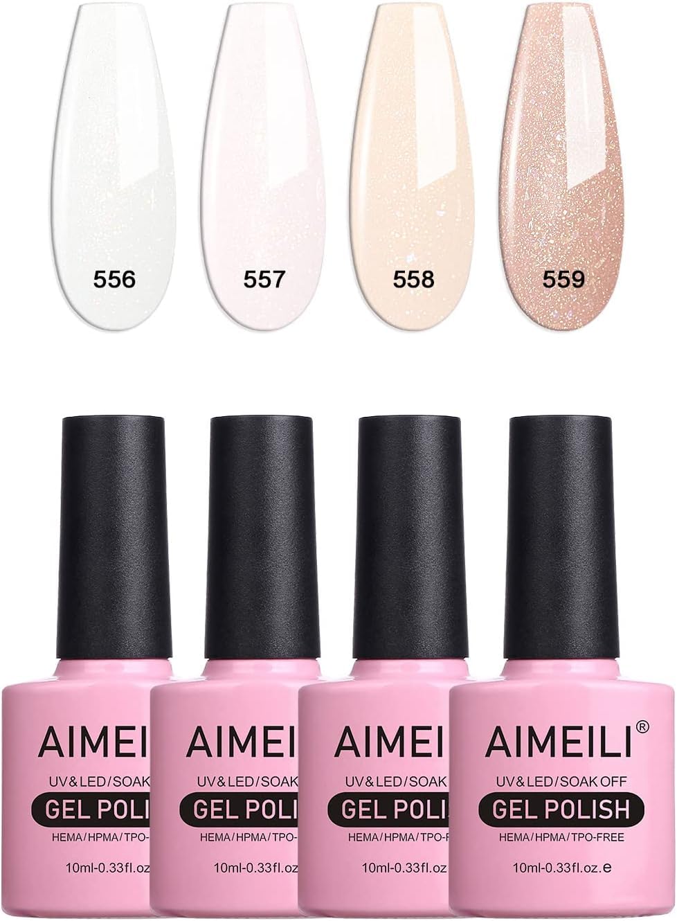 AIMEILI Gel Nail Polish Soak Off U V Glitter Hema Free Gel Polish for Nail Art DIY at Home Gift Set Of 4pcs X 10ml - Kit Set 29