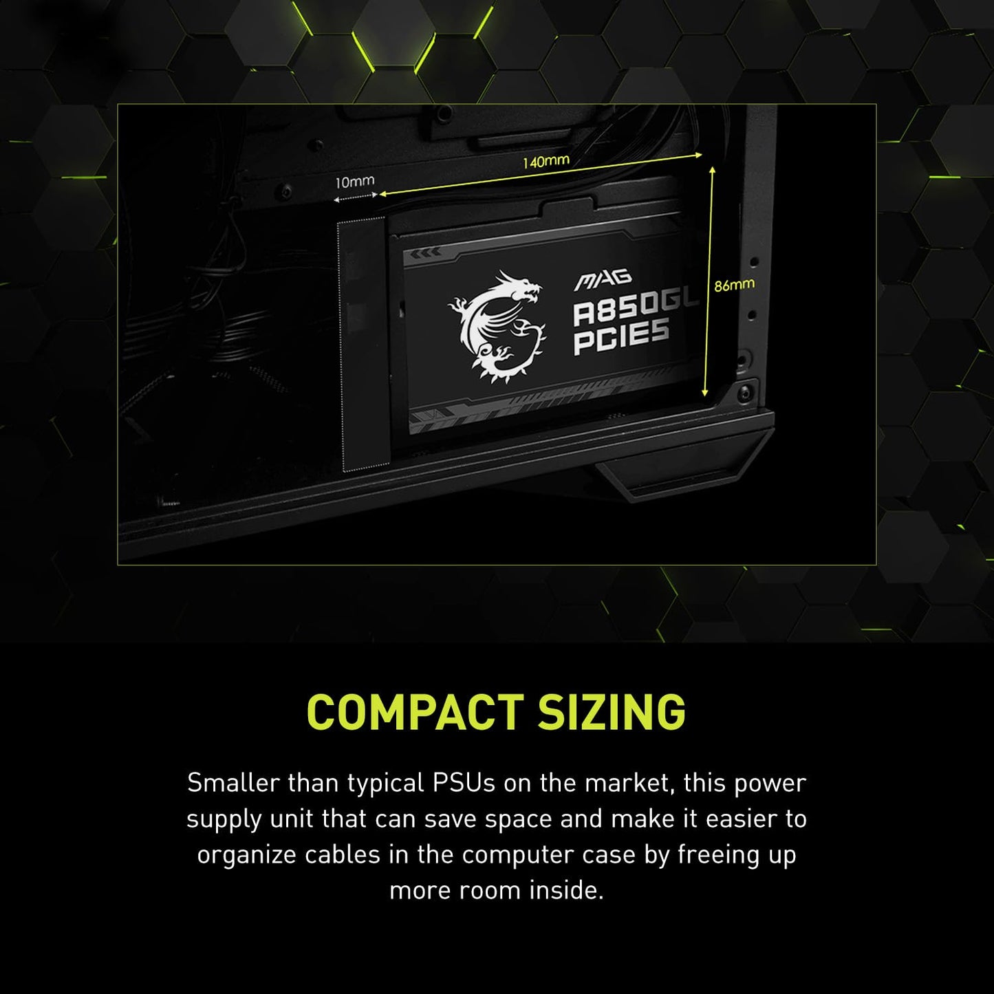 MSI MAG A850GL PCIE5, Fully Modular Compact Gaming 850W Power Supply, 80+ Gold, ATX 3.1 & PCIe 5.1 Ready, Native Dual-Color 12V-2x6 Cable, 10 Year Warranty