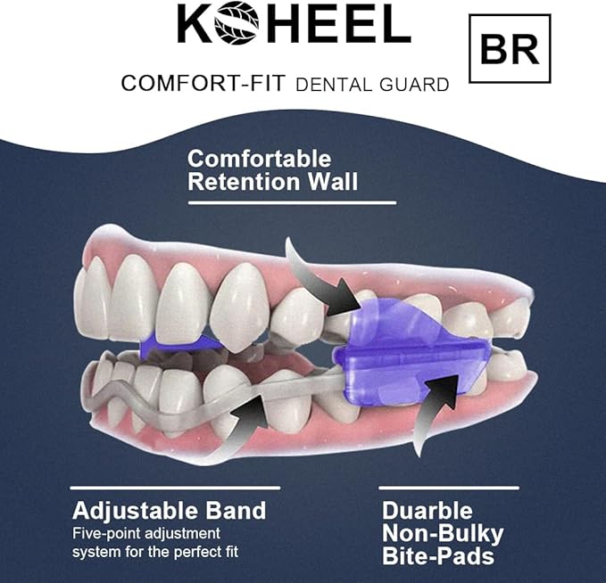 KOHEEL Adjustable Mouth Guard for Teeth Grinding and Clenching, No Boiling Night Guard, Stop Bruxism Dental Guard (4 Count)