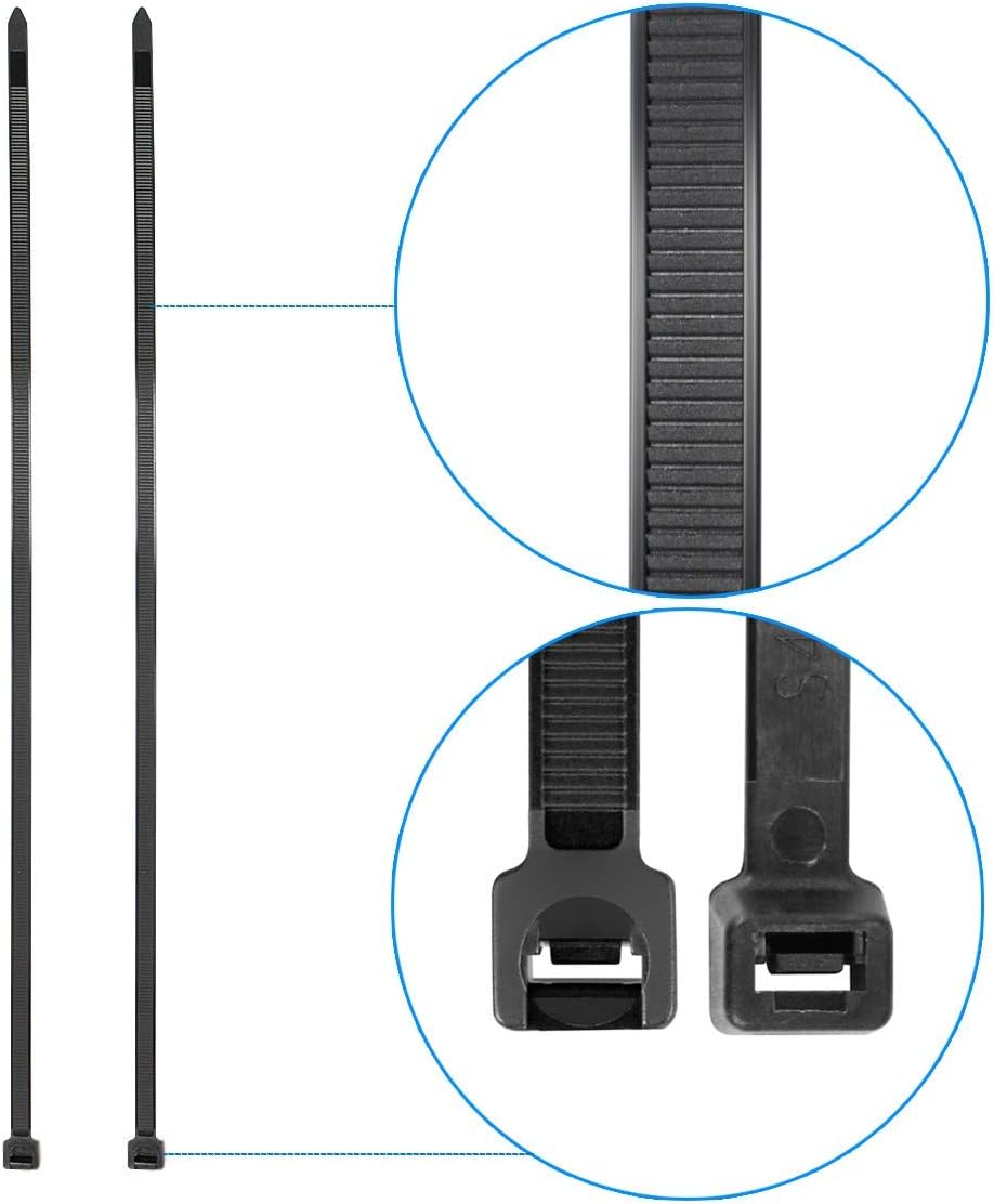 Superun Heavy Duty Zip Ties 12 Inch, 50 Lbs Tensile Strength Selflocking Wire Ties (Industrial Grade Cable Ties) Pack of 100 Black