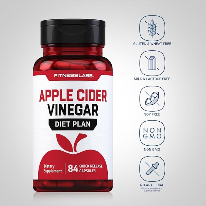 Piping Rock Apple Cider Vinegar Capsules | 84 Pills | with Vitamin B12, Chromium, and Cayenne | Non-GMO, Gluten Free Supplement | by Fitness Labs