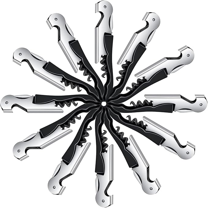 12 Packs Wine Opener-Corkscrew Wine Bottle Opener,Stainless Key Black Wine Bottle Opener Foil Cutter for Picnic, party, family,Restaurants