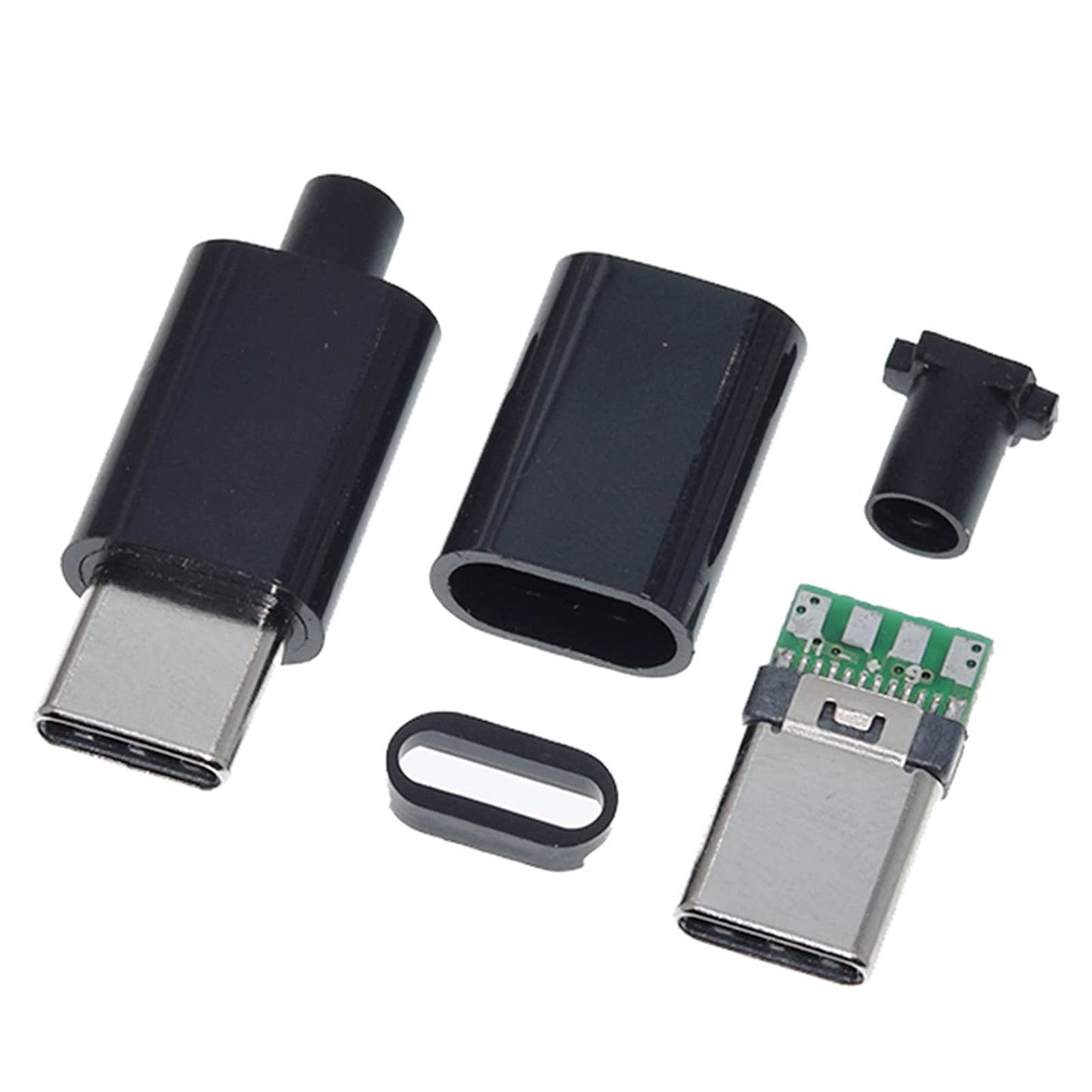Anmbest 10Set Usb 3.1 Type C Male Connector 24 Pin Welding Data Line Interface 24P Pcb Board Support Module (Black)