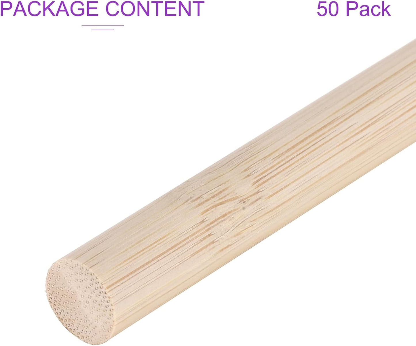 DMiotech 50 Pack 15/32" x 6" Wooden Dowel Rods Unfinished Natural Sticks Wood Craft Sticks for Home Decor Projects and Making DIY Craft,Wood Color