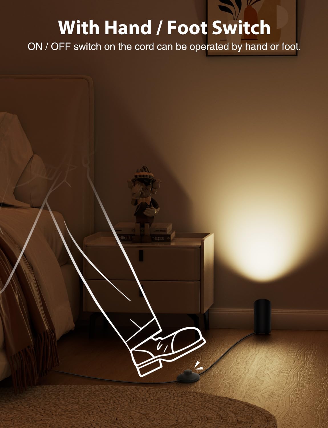 Onforu 7W Floor Can Light Uplighting, Remote Control, 2700-6500K, Black, Model FW05, 2 Pack