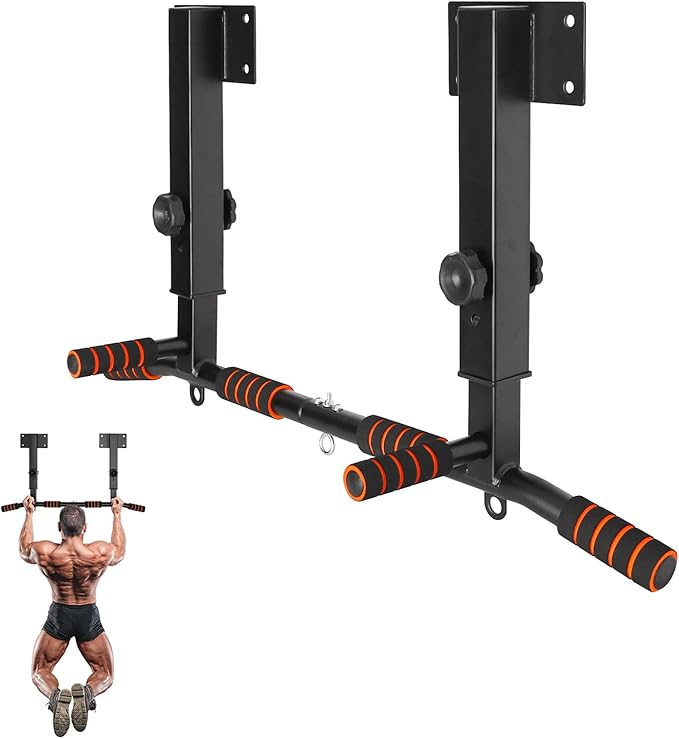 Pull Up Bar Wall Mounted: Adjustable Wall Joist Mount Pull Up Bar & Chin Up Bar for Home Gym Workout Strength Training Equ...