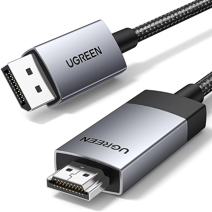 UGREEN 4K@60Hz DisplayPort to HDMI Cable HDR Active DP 1.2 to HDMI 2.0 Cord Aluminum Braided Uni-Directional Display Port ...