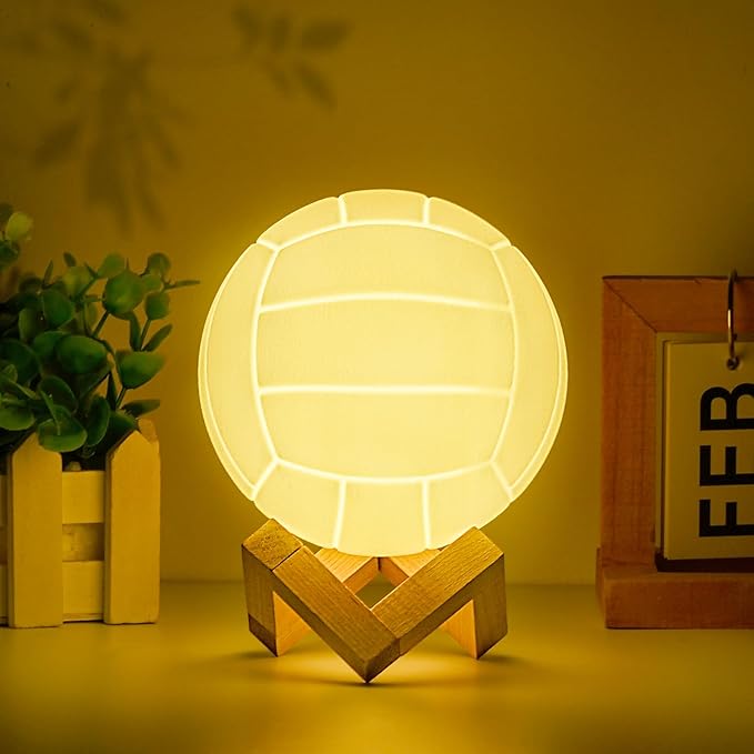 Mydhall Volleyball 3D Night Light with Remote,16 Color Bedside Table Lamp Gifts for Dad,Men,Boys,and Kids Sports Fan Room ...