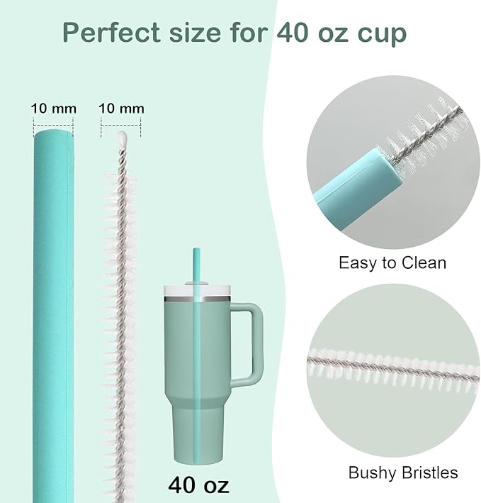 Accessories Set for Stanley 40oz including 6PCS Silicone Spill Proof Stopper 1PCS Straw Cover 1 PCS Siliconce Boot Sleevec 1 PCS Silicone Water Bottle Handle Strap 1PCS Straw & Cleaning Brush