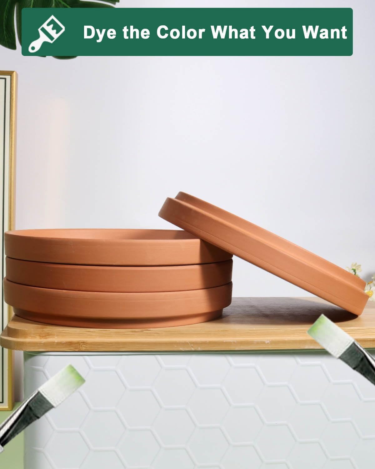 vensovo 7.2 Inch Terracotta Plant Saucer Pots Tray - 6 Pcs Round Planter Saucers for Indoor & Outdoor Plants, Large Clay Trays Perfect for 6 Inch 6.5 Inch 7 Inch Flower Pot