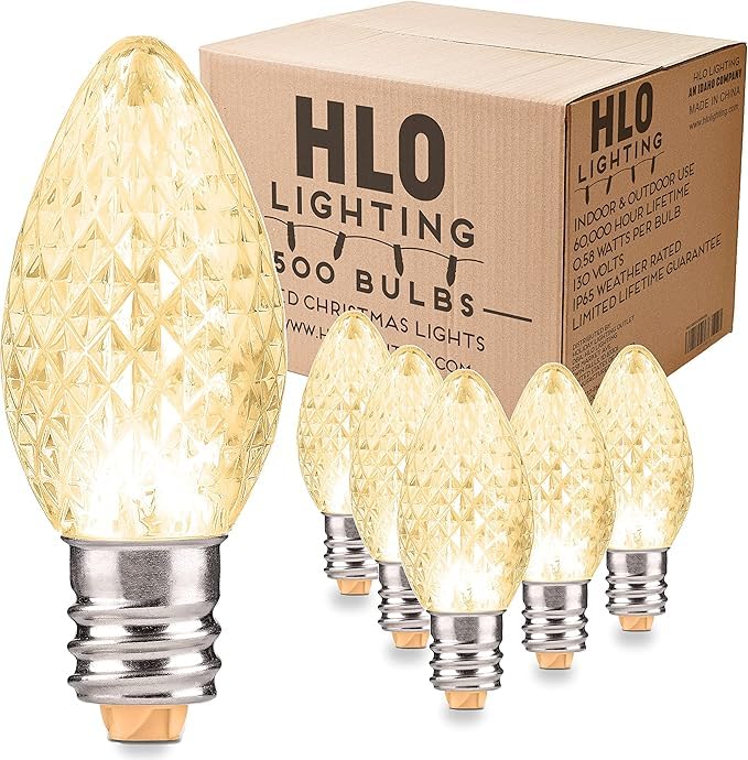 Holiday Lighting Outlet Faceted C7 Christmas Lights | Purple Led Light Bulbs Holiday Decoration | Warm Christmas Decor For Indoor & Outdoor Use | 2 Smd Leds In Each Light Bulb | Set Of 500