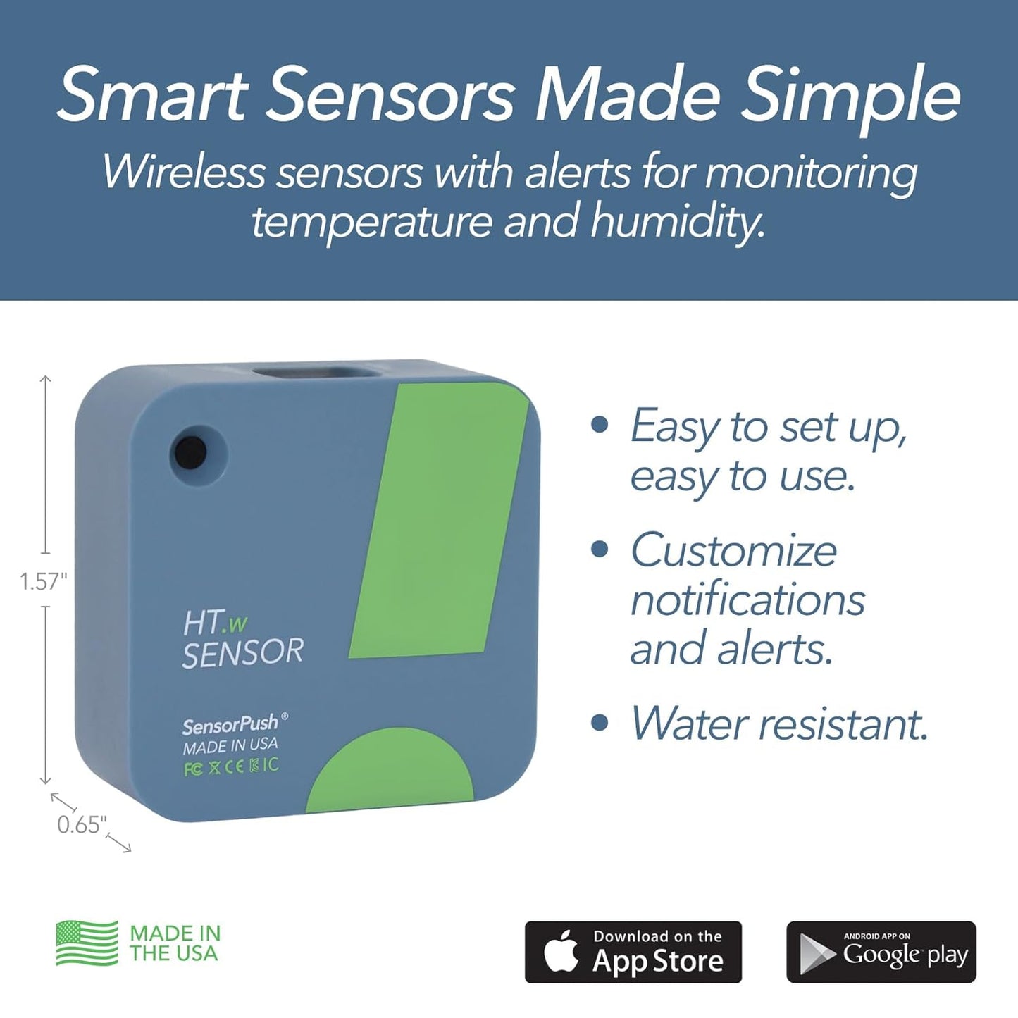 HT.w Smart Temperature Sensor & Humidity Sensor - Bluetooth Thermometer & Hygrometer with App Monitoring - Water Resistant Temperature & Humidity Monitor for RV, Basement, Fridge (4 Pack)