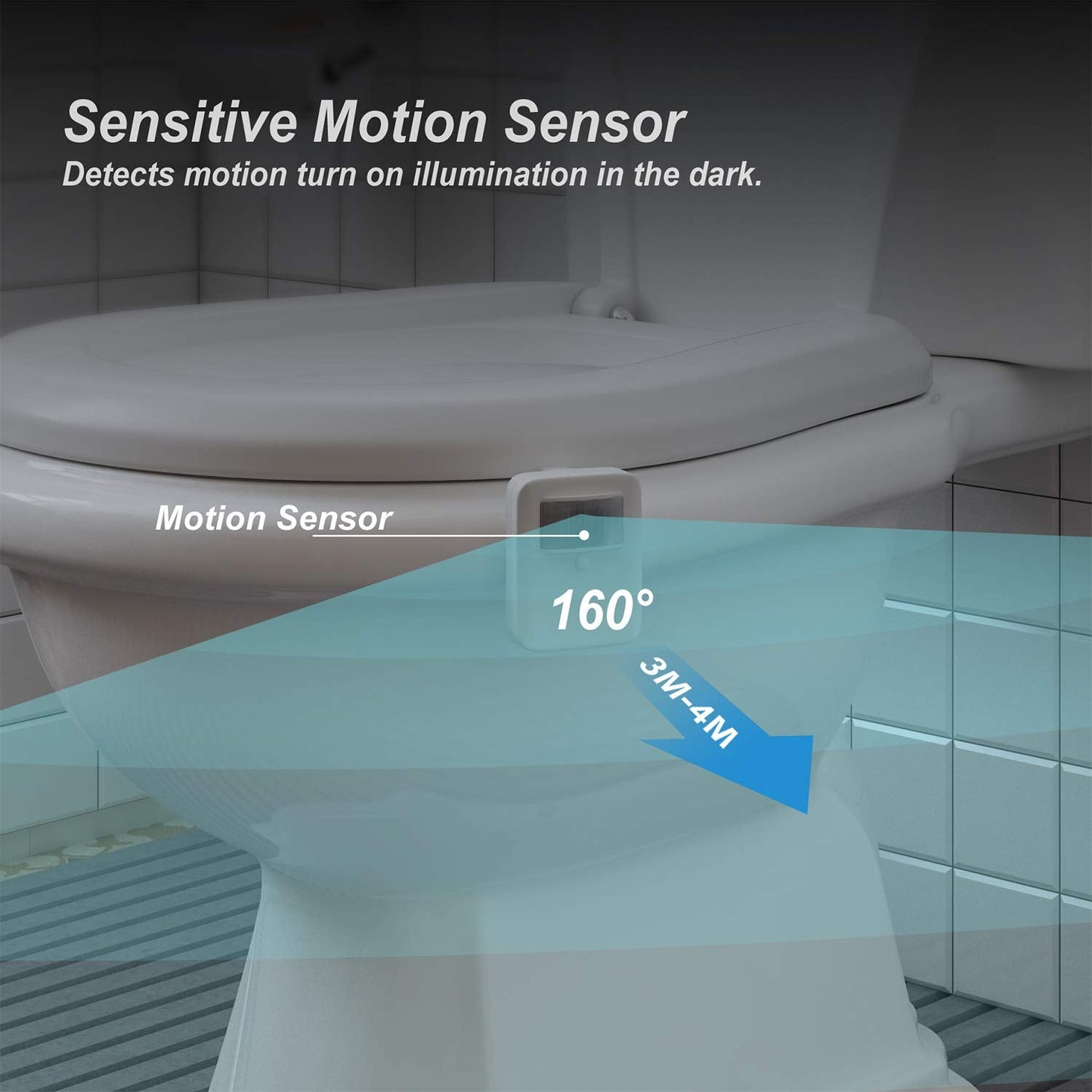 Witshine Motion Sensor Toilet Night Light, 16 LED Color Changing, AA Battery Operated, Pack of 3, Multicolor