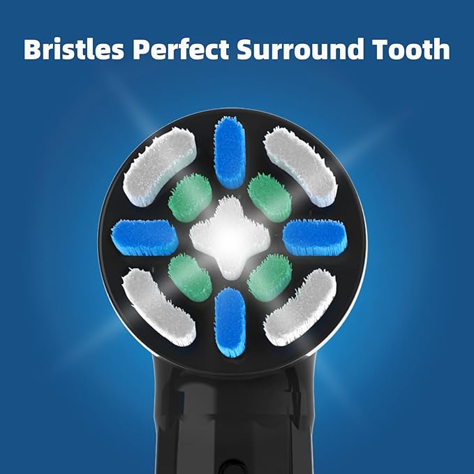 8 Pack iO Replacement Heads Compatible with Oral B iO, for Oral B iO 2/3/4/5/6/7/8/9/10 Series Electric Toothbrushes, Extended Bristles to Remove Deep-Seated Plaque, Black/White