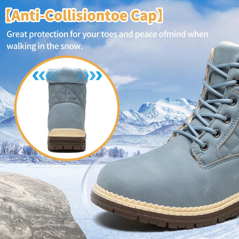 Winter Hiking Boots Women Waterproof Snow Ankle Booties Work Boots Warm Fur Lined Trekking Shoes Winter Lace up Booties fo...